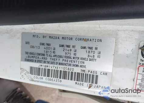 2014 Mazda Mazda3 I Touring from USA, damaged, VIN JM1BM1V7XE1105820